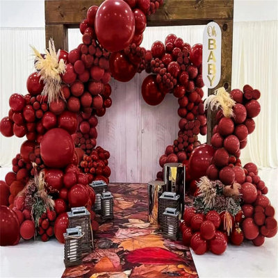 The Party Aisle Burgundy Balloons Double Stuffed Balloon Garland Wayfair
